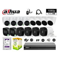 DAHUA - CÁMARAS SEGURIDAD KIT 14 FULL HD 6 CAMARA CON AUDIO 2TB