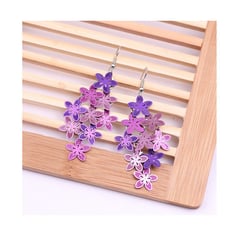 GENERICO - Aretes largos flores morado