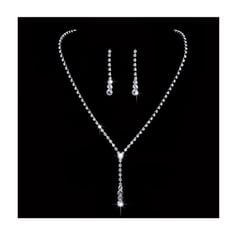 GENERICO - Set collar y aretes plateados elegantes cristal
