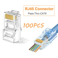 OEM - Pack 100 Conectores RJ45 Cables Internet LAN Ethernet