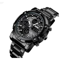 SKMEI - Reloj 1389 Negro para Hombre Correa De Acero Inoxidable