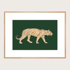 VARIOS - Cuadro Decorativo TIGER Vintage Marco MADERA NATURAL 30cm X 40cm