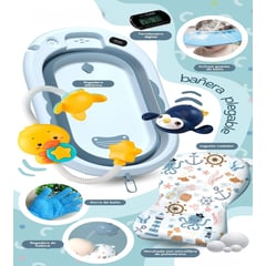 BABY KITS - Bañera para Bebe Recien Nacido con Termometro Celeste