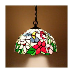 HOME NEAT - Tiffany colgante de luz pantalla de cristal lámpara colibríes ø30cm
