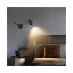 GENERICO - Lámpara de pared de iluminación de dormitorio plegable giratoria Negro