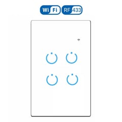 GENERICO - Interruptor Inteligente Universal Wifi Smart Blanco Alexa 4 Bandas