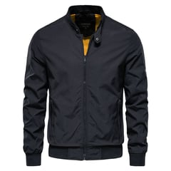 BLWOENS - Chaqueta bomber de color sólido para hombre-negro