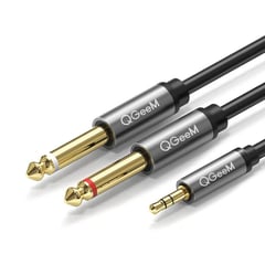 QGEEM - Cable Mini Jack 35mm TRS - 2 Ts 635mm Audio Amplificador Pc (1m)