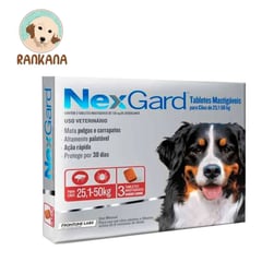 NEXGARD - Antipulgas para Perros de 25.1 a 50 kg x 3 tabletas