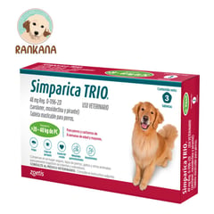 SIMPARICA - Antipulgas TRIO Perros de 20 a 40 kg x 3 tabletas