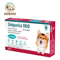 SIMPARICA - Antipulgas TRIO Perros de 10 a 20 kg x 3 tabletas