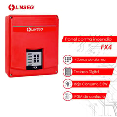 GENERICO - PANEL DE ALARMA CONTRA INCENDIO LINSEG FX4 4 zonas