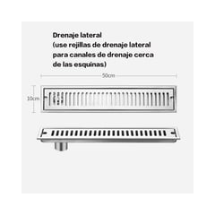 GENERICO - Rejilla De Cubierta Drenaje Piso Ducha Acero Inoxid 10×50cm