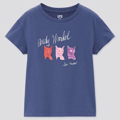 GENERICO - Polo UNIQLO para niñas - Cats are Purrfect Andy Warhol Azul