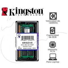 KINGSTON - MEMORIA SODIMM LAPTOP DDR3 1600MHZ 8GB