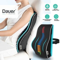 DAUER - Cojín Respaldar Lumbar gel viscoelastico con forro Negro