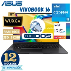 ASUS - Laptop Vivobook 16 X1605Za-Mb292 Core I5, 16" Wuxga , Ram 16Gb , Ssd 512Gb, Free Dos