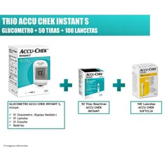 ACCU CHEK - Trio Accuchek Instant Glucometro, 50 Tiras Reactivas Y 100 Lancetas