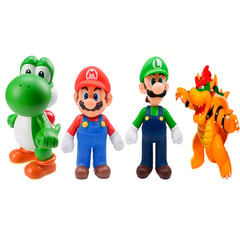 FULL FIGURE - Pack 4 Figuras Mario + Luigi +Yoshi+Bowser 14-13-12-9cm