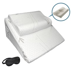 GENERICO - COJIN ANTIREFLUJO Y ALMOHADA MEMORY FOAM BAMBOO 64x60x30 CM