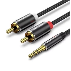 VENTION - Cable Nylon 35mm TRS 2-RCA PREMIUM 3m PC Tv