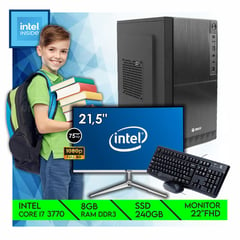 INTEL - Computadora Pc Core i7 3770 SSD 240GB RAM 8GB MONITOR DE 22