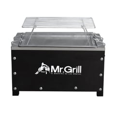 MR GRILL - Caja China Mini Black Galvanizada - Parrilla de Varillas Niqueladas