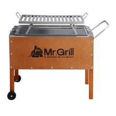 MR GRILL - Caja China Mediana Nogal Inoxidable - Parrilla