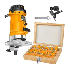 INGCO TOOLS - COMBO EMTOP RUTEADORA DE PALMA 500W 1/4' + SET DE 12 FRESAS DE 6MM