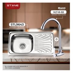 STONE - COMBO DE LAVADERO DE ACERO PRIME STL9643 VLT-R-02 RUMI