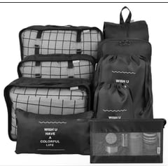 TRAVEL - Organizador para maleta 8 piezas impermeable - Negro