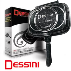 Dessini Italy - DESSINI SARTEN GRILL DUAL ITALIANA 40CM ANTIADHERENTE NEGRO MARMOLEADO