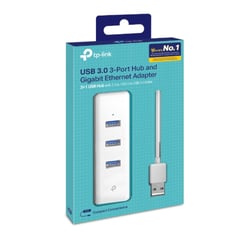 TP LINK - Adaptador TP-LINK 2 en 1 USB a Ethernet Gigabit con Hub 3 Puertos USB