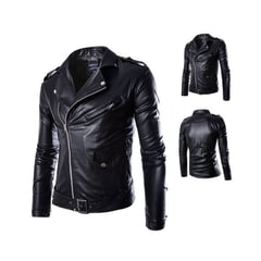 Abrigo chaqueta de moto de hombre parka de chaqueta de moto-negro.