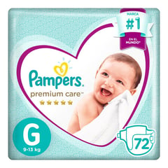 PAMPERS - Pañales Premium Care MegaPack Talla G 72 unidades