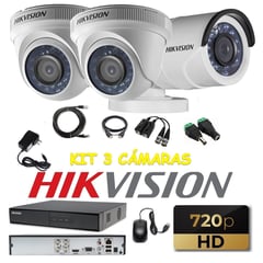 HIKVISION - Kit 3 Cámaras Seguridad HD