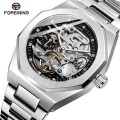 FORSINING - RELOJ PLATEADO DE LUJO PARA HOMBRE