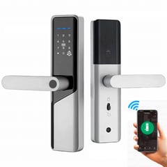 GENERICO - Cerradura Inteligente Chapa Smart Biometrica Digital Wifi Plata X12