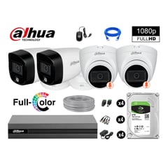 DAHUA - CÁMARAS SEGURIDAD KIT 4 2MP DISCO 2TB VISION NOCTURNA FULL COLOR