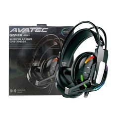 AVATEC - AUDÍFONO GAMER CON MICRÓFONO USB+JACK 3.5 LUZ RGB NEGRO 3065BS