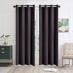 CASATEX - Set de Cortinas de Tela JACQUARD 140x200cm BLACK