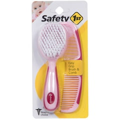 SAFETY 1ST - Set de Cuidado Bebé Cepillo y Peine Easy Grip Rosado