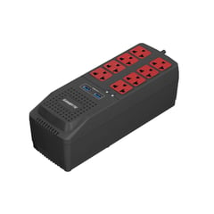 GAMBYTE - ESTABILIZADOR 1200VA 8 TOMAS 2 PUERTO USB, FRECUENCIA 60HZ