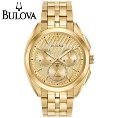 BULOVA - Reloj Curv 97A125 UHF Cristal de Zafiro Acero Inoxidable Dorado