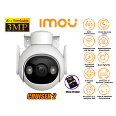 IMOU - Cámara de Seguridad Wi-Fi CRUISER 2 3MP 360º Noche Color + SD 128GB