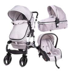 BABYKISS - COCHE DE LUJO 3 EN 1 ELEGANTE CON SISTEMA TRAVEL LUXURY GRIS