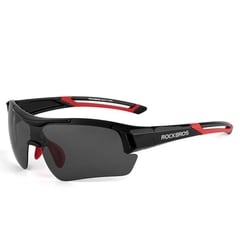 ROCKBROS - Lentes para ciclismo negros con rojo