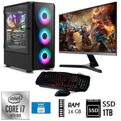 Computadora PC Core i7-10TH RAM 16GB SSD 1TB MONITOR 24 FHD CASE GAMER