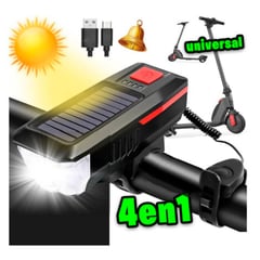 IMPORTADO - Linterna Bicicleta Scooter Moto Timbre Solar Recargable