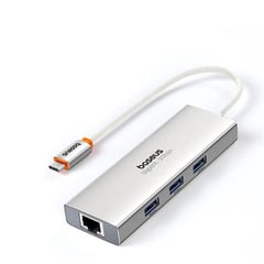 BASEUS - Adaptador Red USB-C RJ45 Gigabits HUB Puertos USB 3.0 PC Aluminio